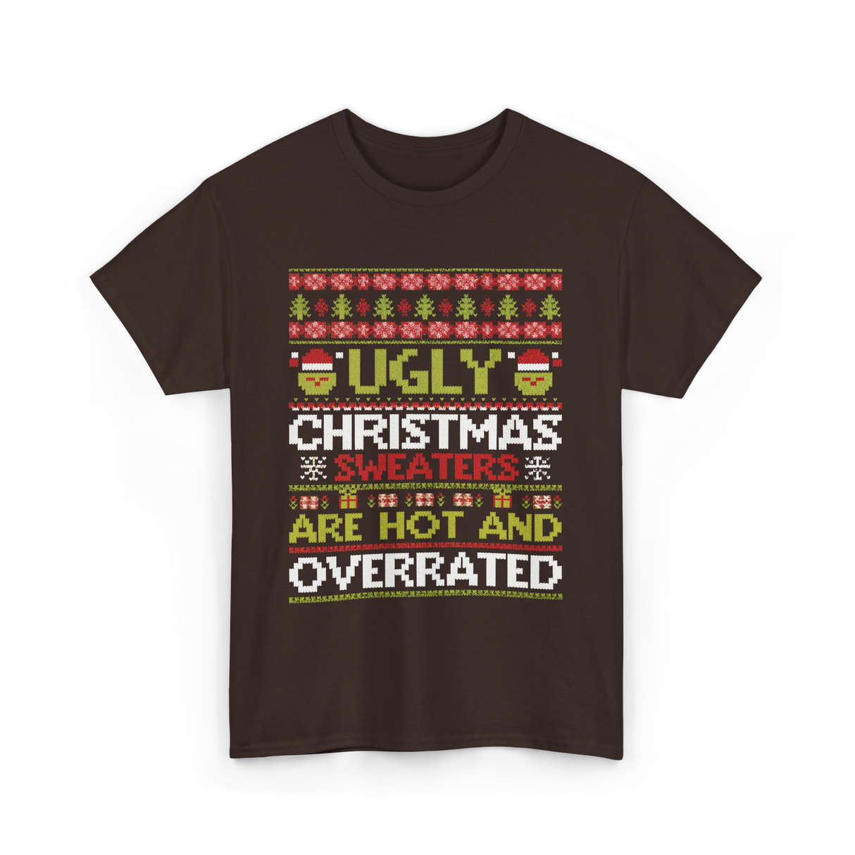 Ugly Christmas Sweaters Sweater T-Shirt - Dark Chocolate