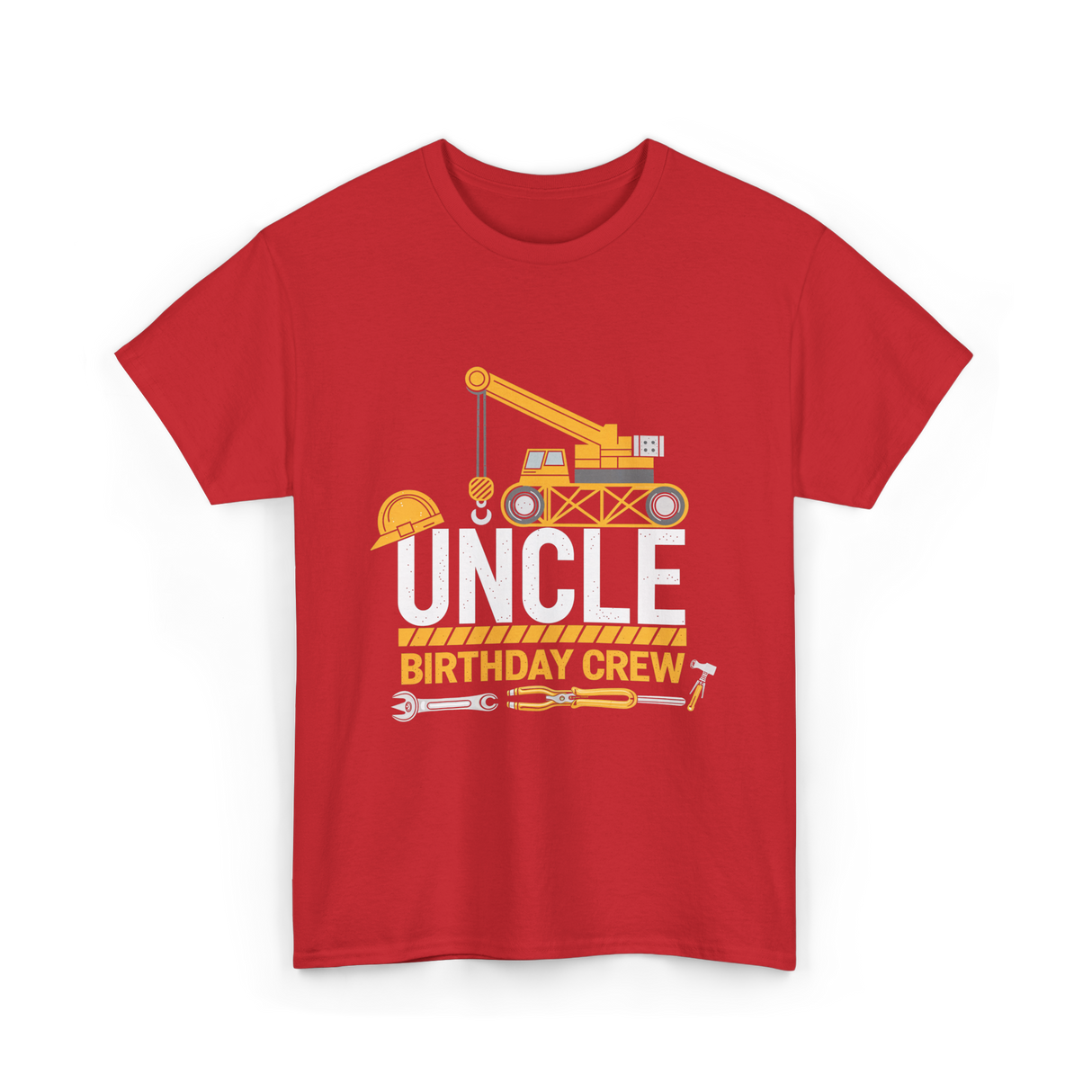 Uncle Birthday Crew Construction T-Shirt - Red