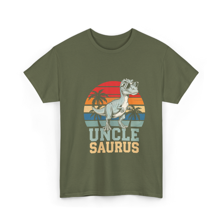 Uncle Saurus Dinosaur Uncle T-Shirt - Military Green