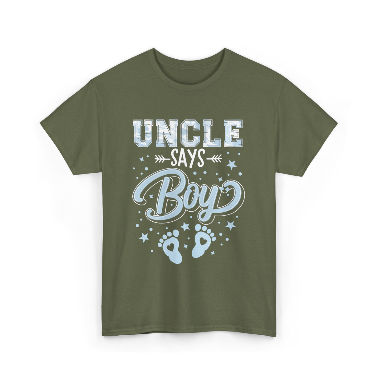 Uncle Says Boy Baby T-Shirt - Military Green