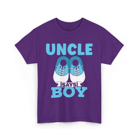 Uncle Says Boy Blue Gender Reveal T-Shirt - Purple