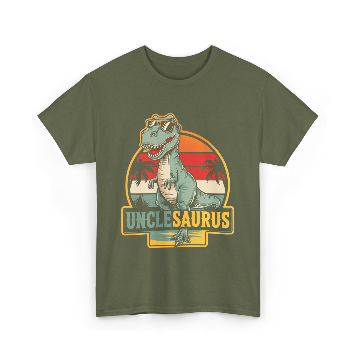 Unclesaurus T Rex Dinosaur Uncle T-Shirt - Military Green