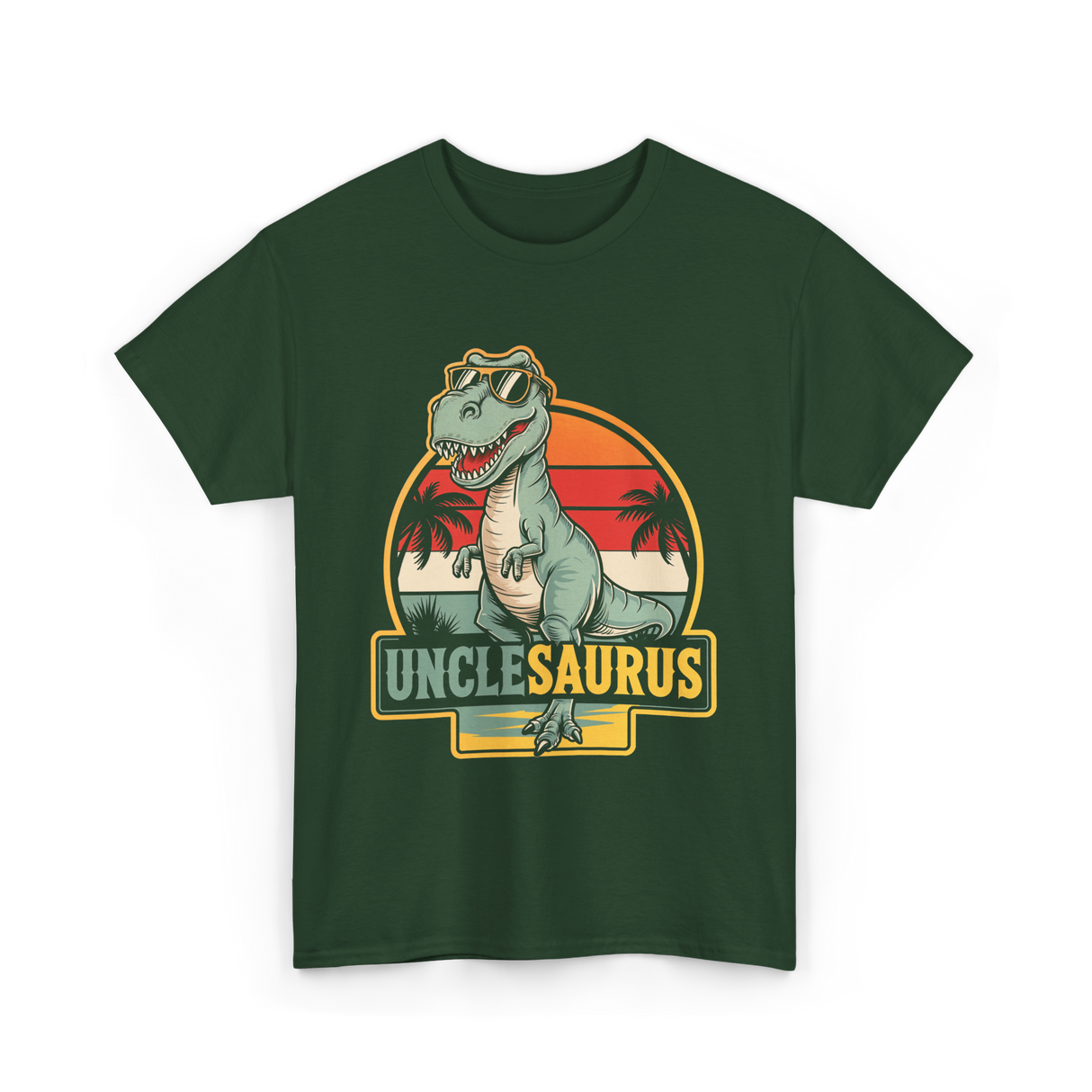 Unclesaurus T Rex Dinosaur Uncle T-Shirt - Forest Green