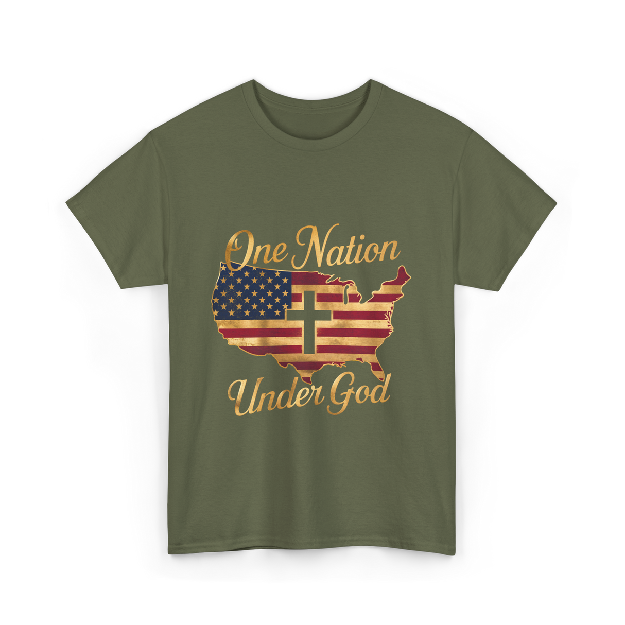 Under God America T-Shirt - Military Green