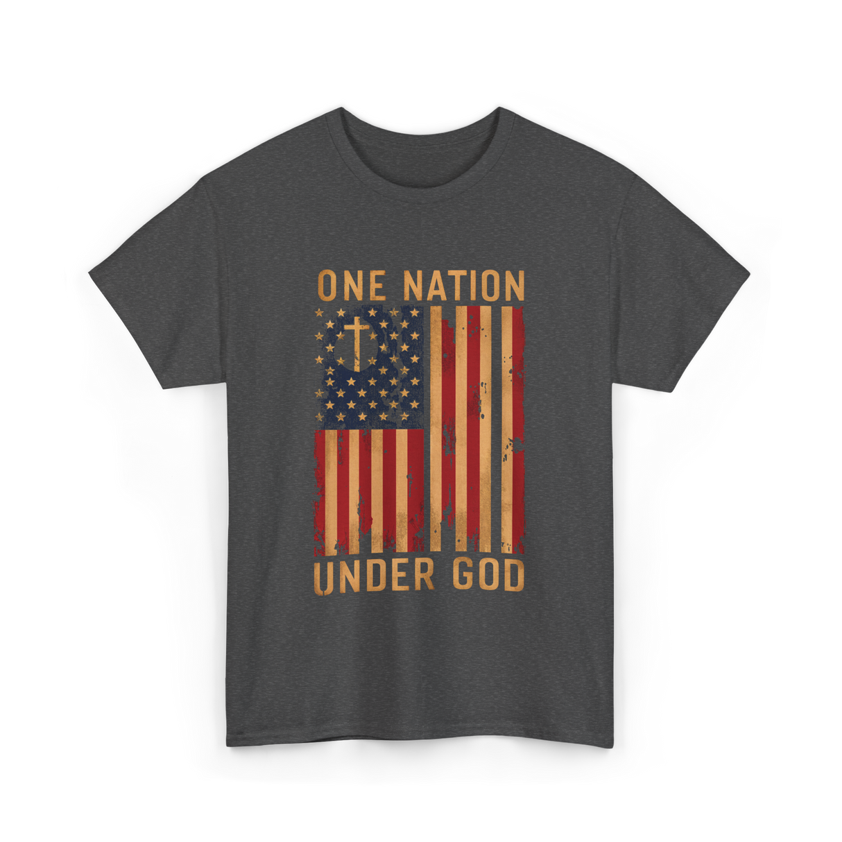 One Nation Under God Patriotism T-Shirt - Dark Heather