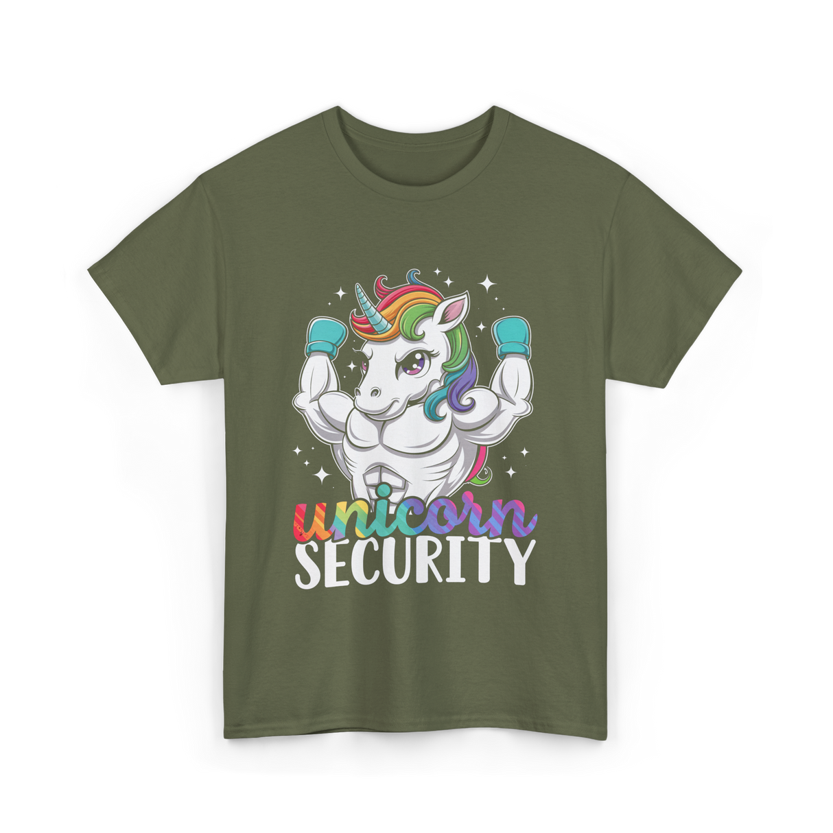 Unicorn Security Unicorns Fantasy T-Shirt - Military Green