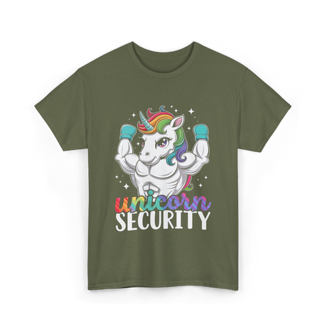 Unicorn Security Unicorns Fantasy T-Shirt - Military Green