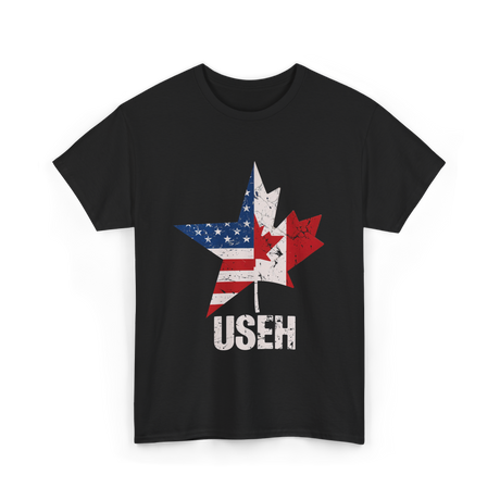 USEH Canada USA Flag Maple Leaf T-Shirt - Black