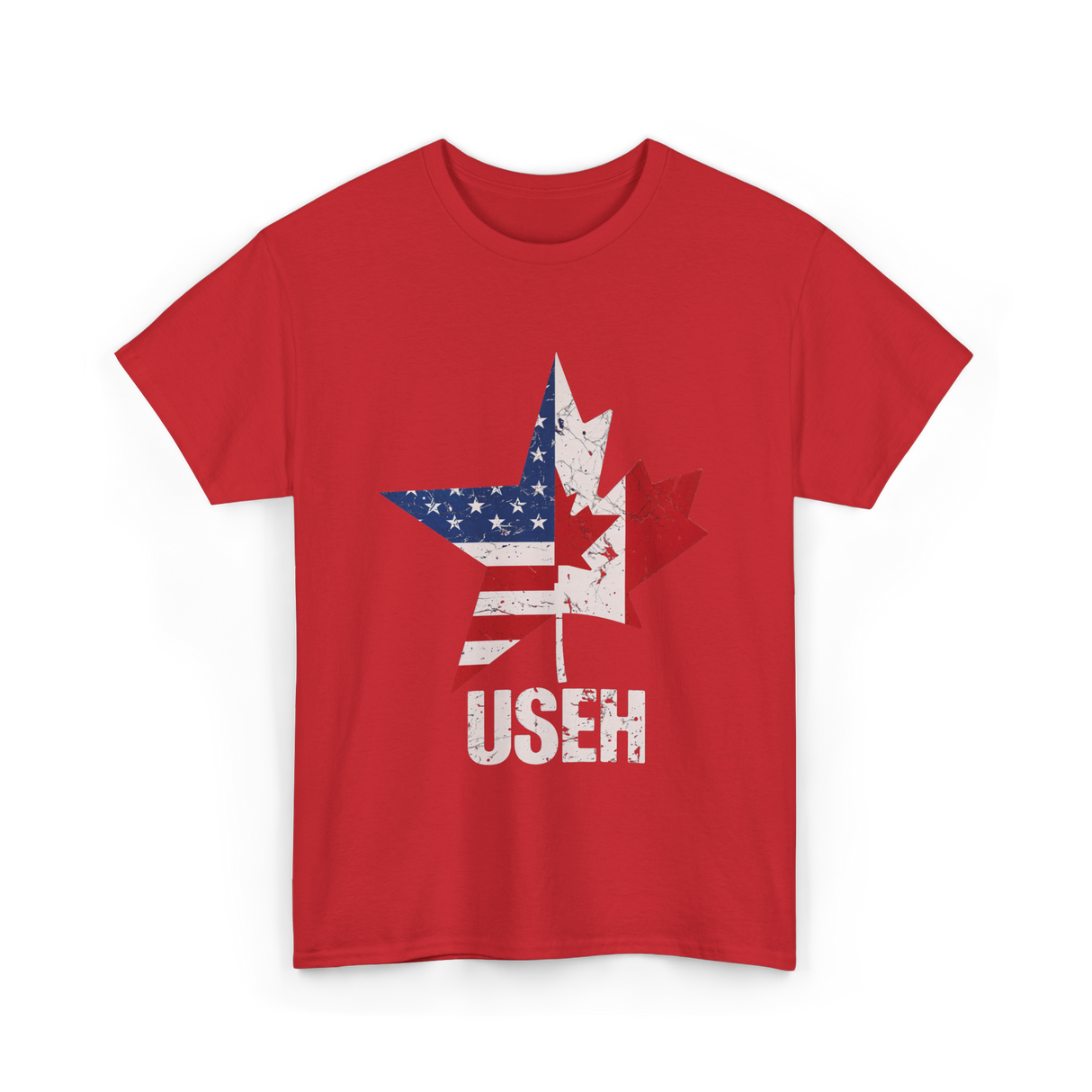 USEH Canada USA Flag Maple Leaf T-Shirt - Red