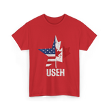 USEH Canada USA Flag Maple Leaf T-Shirt - Red