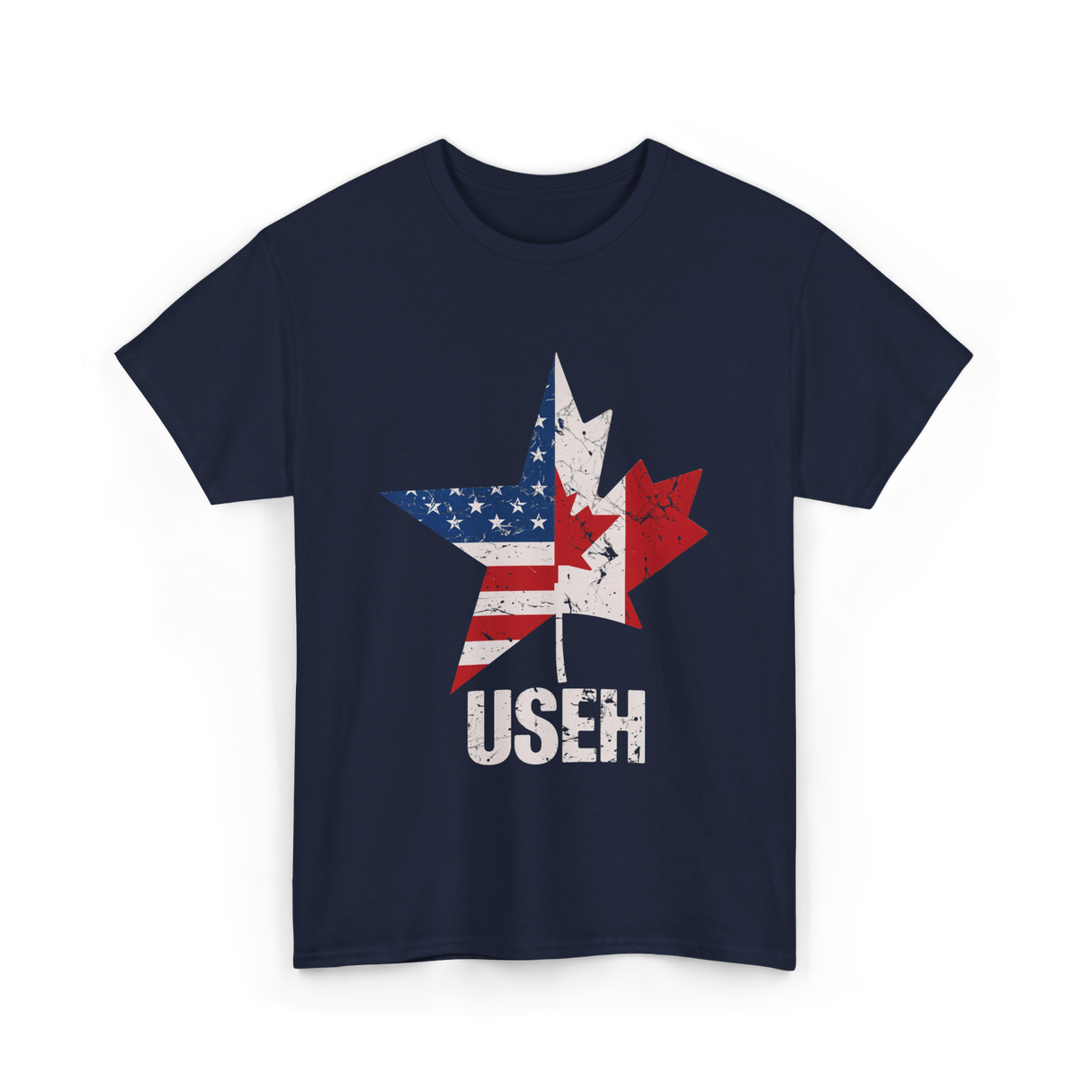 USEH Canada USA Flag Maple Leaf T-Shirt - Navy