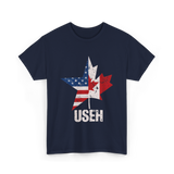 USEH Canada USA Flag Maple Leaf T-Shirt - Navy