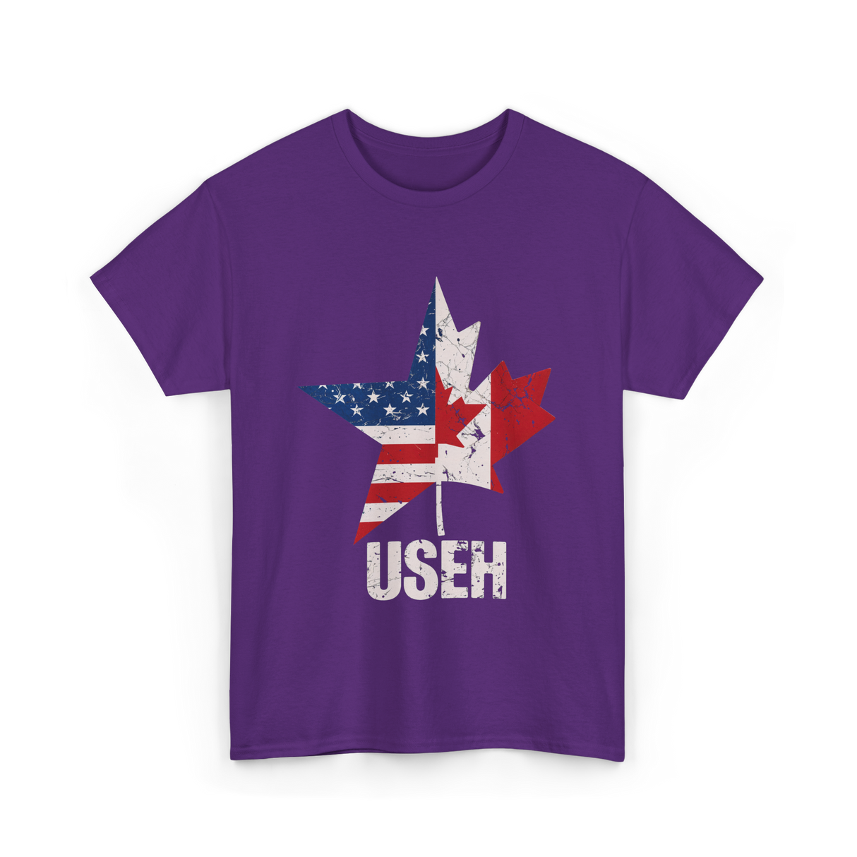 USEH Canada USA Flag Maple Leaf T-Shirt - Purple