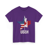 USEH Canada USA Flag Maple Leaf T-Shirt - Purple