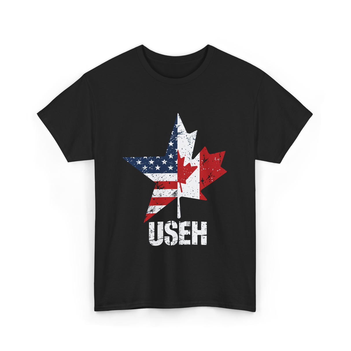 USEH Canada USA Flag T-Shirt - Black