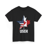 USEH Canada USA Flag T-Shirt - Black