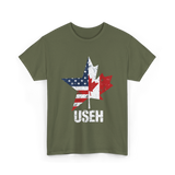 USEH Canada USA Flag T-Shirt - Military Green