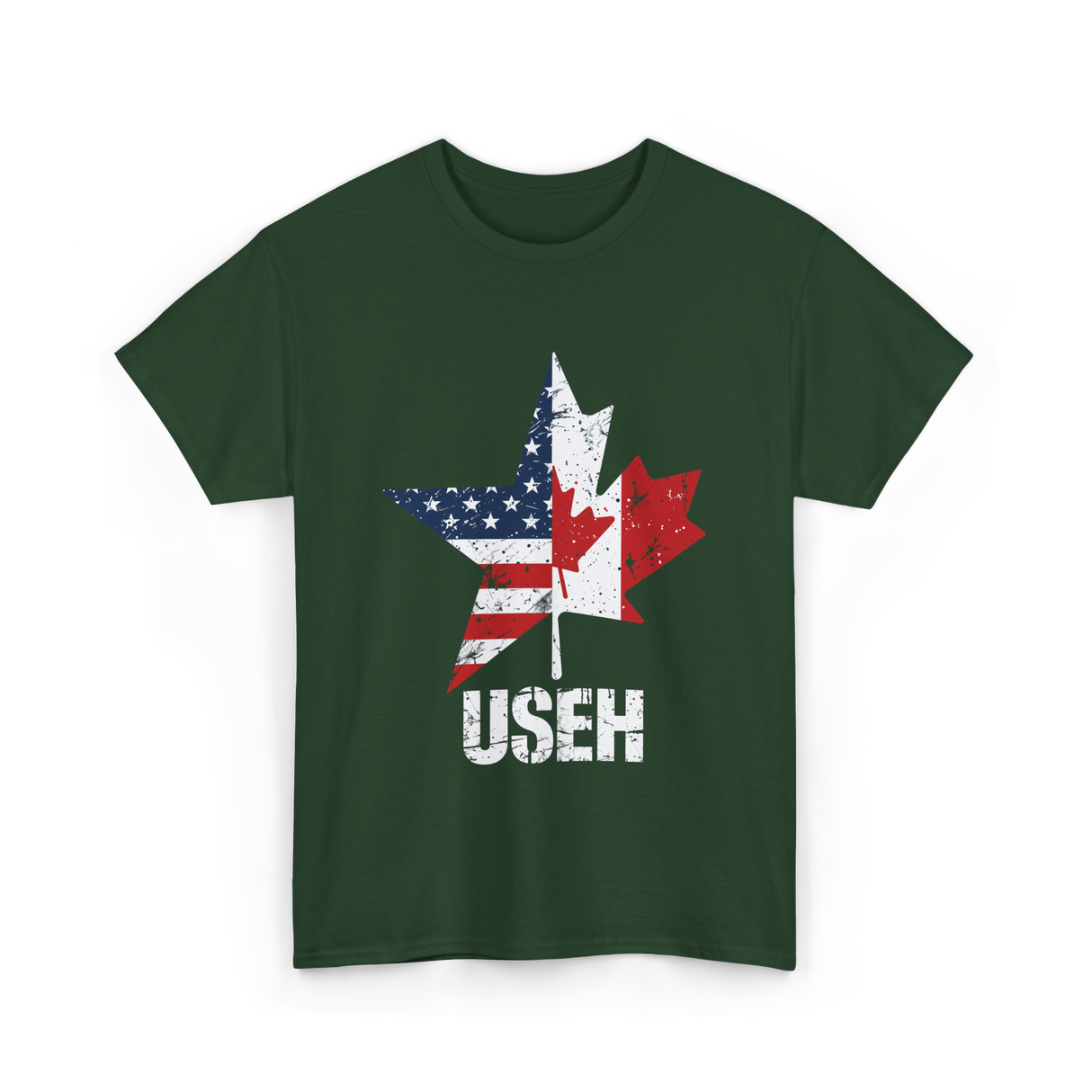 USEH Canada USA Flag T-Shirt - Forest Green