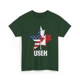 USEH Canada USA Flag T-Shirt - Forest Green