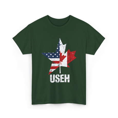 USEH Canada USA Flag T-Shirt - Forest Green