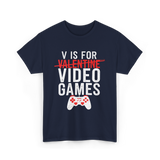 V is for Video Games Gamer T-Shirt - Navy