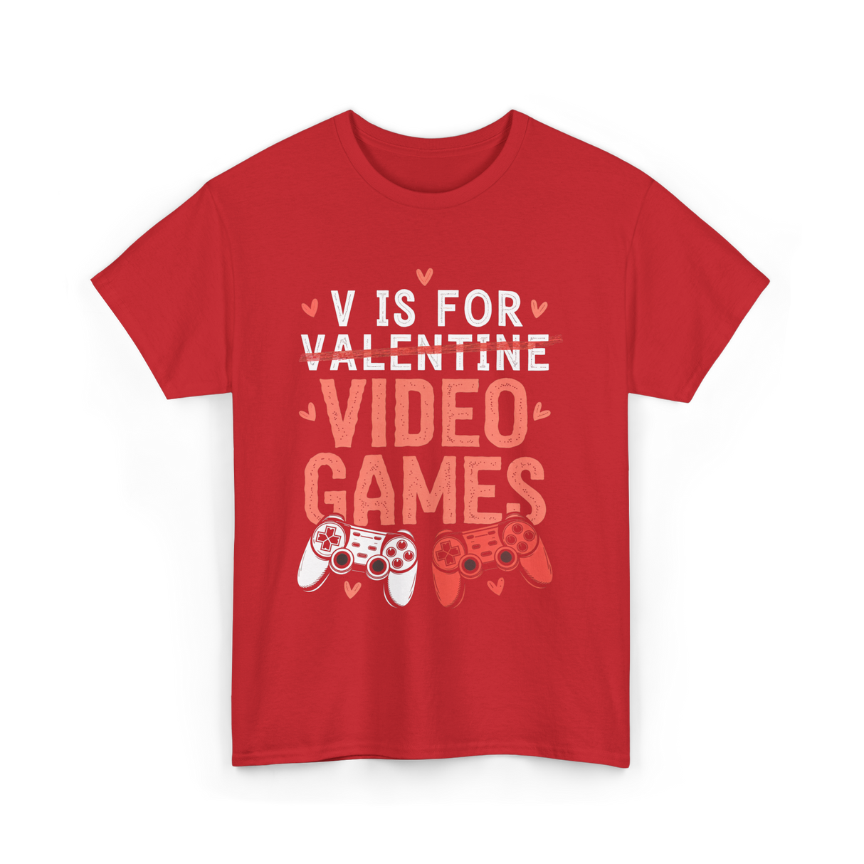 V Is For Video Games Gamer T-Shirt - Red