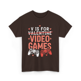 V Is For Video Games Gamer T-Shirt - Dark Chocolate