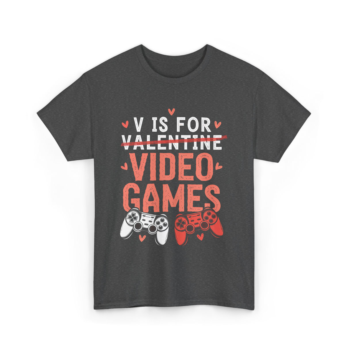 V Is For Video Games Gamer T-Shirt - Dark Heather