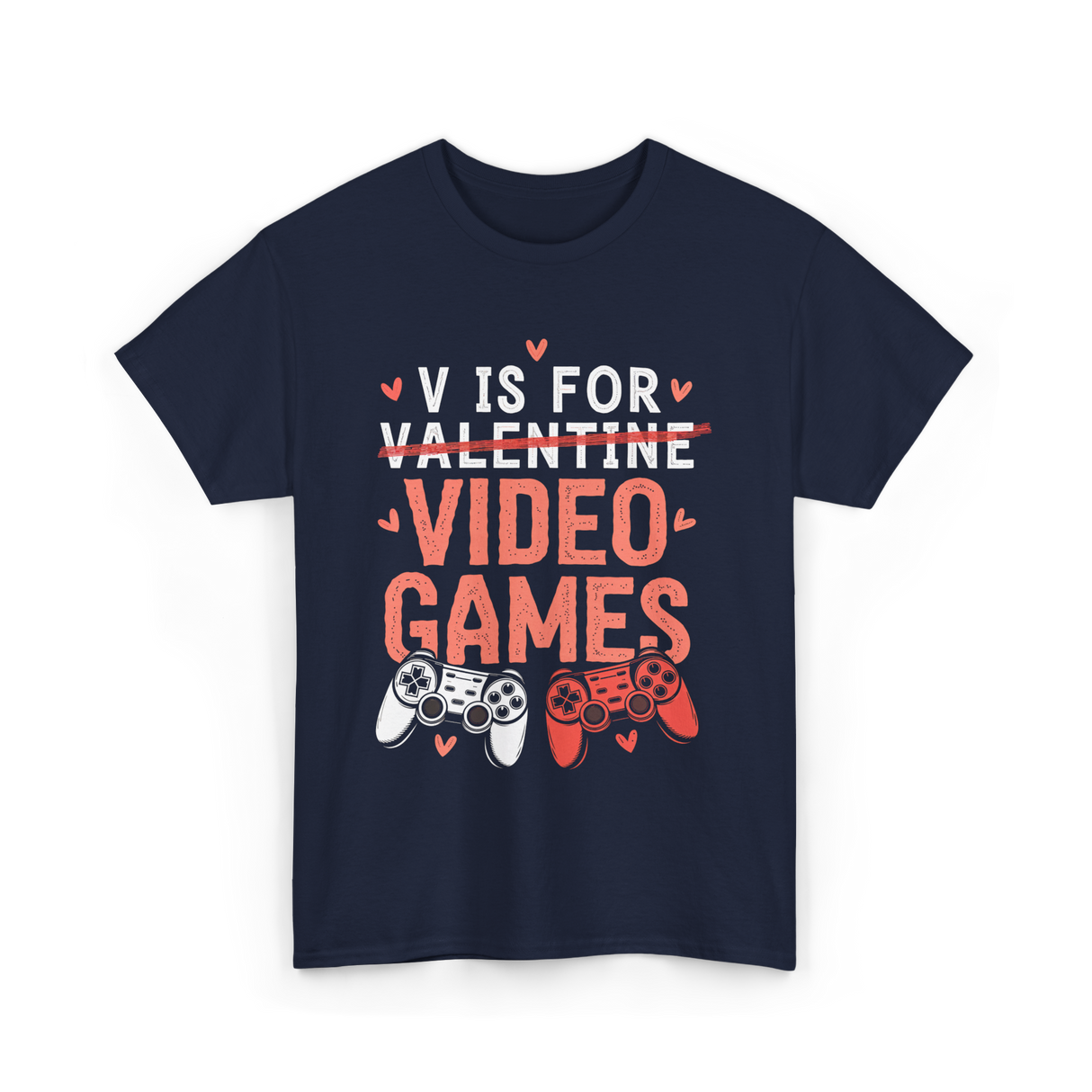 V Is For Video Games Gamer T-Shirt - Navy