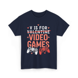 V Is For Video Games Gamer T-Shirt - Navy