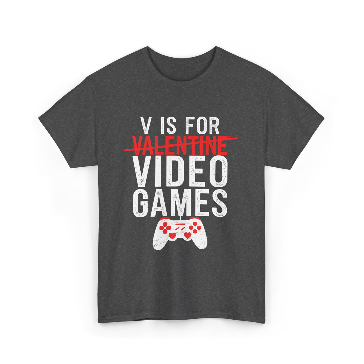 V is for Video Games Gamer T-Shirt - Dark Heather