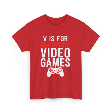 V is for Video Games Gamer T-Shirt - Red