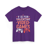 V Is For Video Games Gamer T-Shirt - Purple