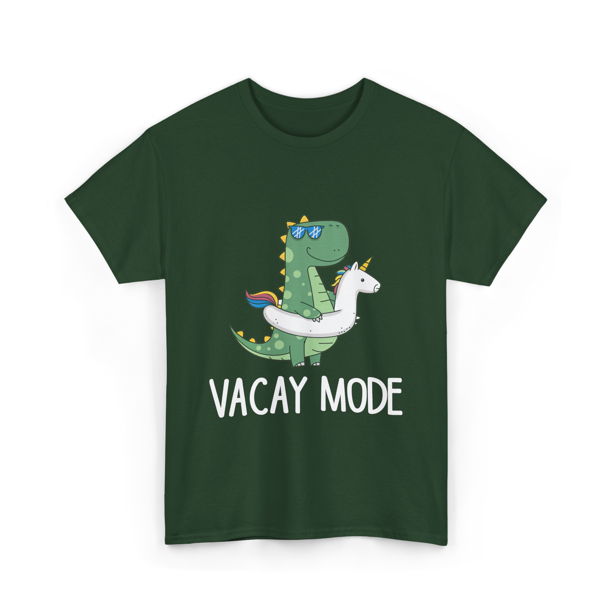 Vacay Mode Dinosaur Vacation T-Shirt - Forest Green