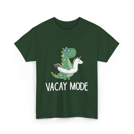 Vacay Mode Dinosaur Vacation T-Shirt - Forest Green