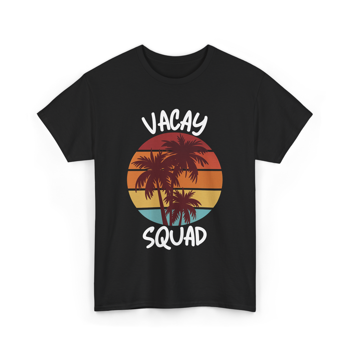 Vacay Squad Travel Palm Trees T-Shirt - Black