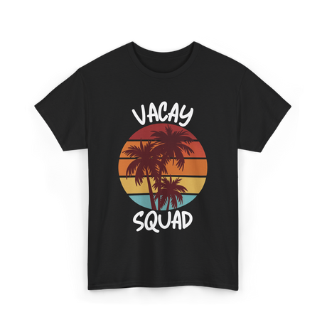 Vacay Squad Travel Palm Trees T-Shirt - Black