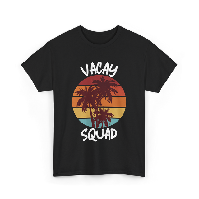 Vacay Squad Travel Palm Trees T-Shirt - Black