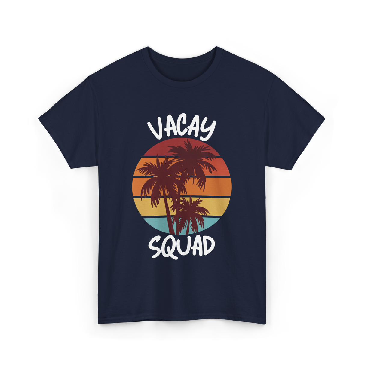 Vacay Squad Travel Palm Trees T-Shirt - Navy