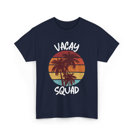 Vacay Squad Travel Palm Trees T-Shirt - Navy