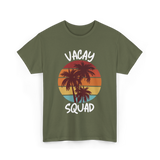 Vacay Squad Travel Palm Trees T-Shirt - Military Green