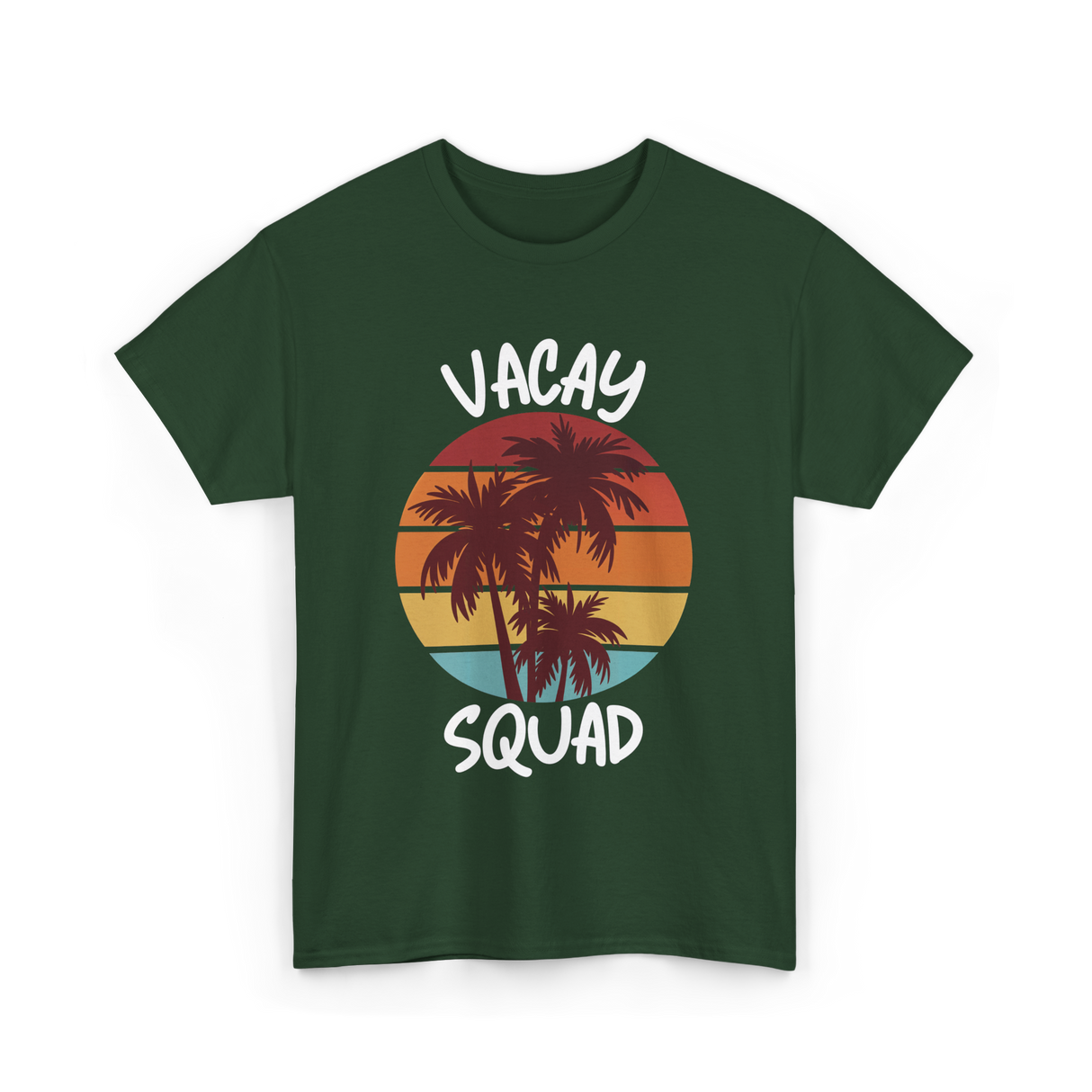 Vacay Squad Travel Palm Trees T-Shirt - Forest Green