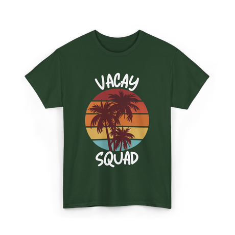 Vacay Squad Travel Palm Trees T-Shirt - Forest Green