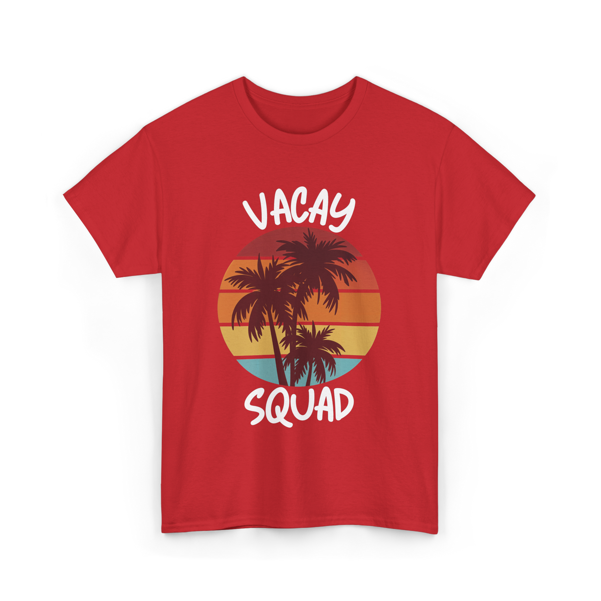 Vacay Squad Travel Palm Trees T-Shirt - Red