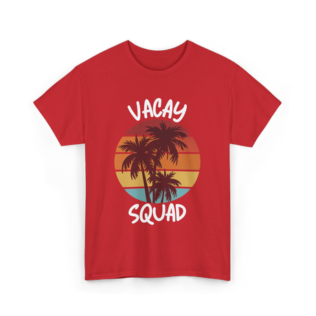 Vacay Squad Travel Palm Trees T-Shirt - Red