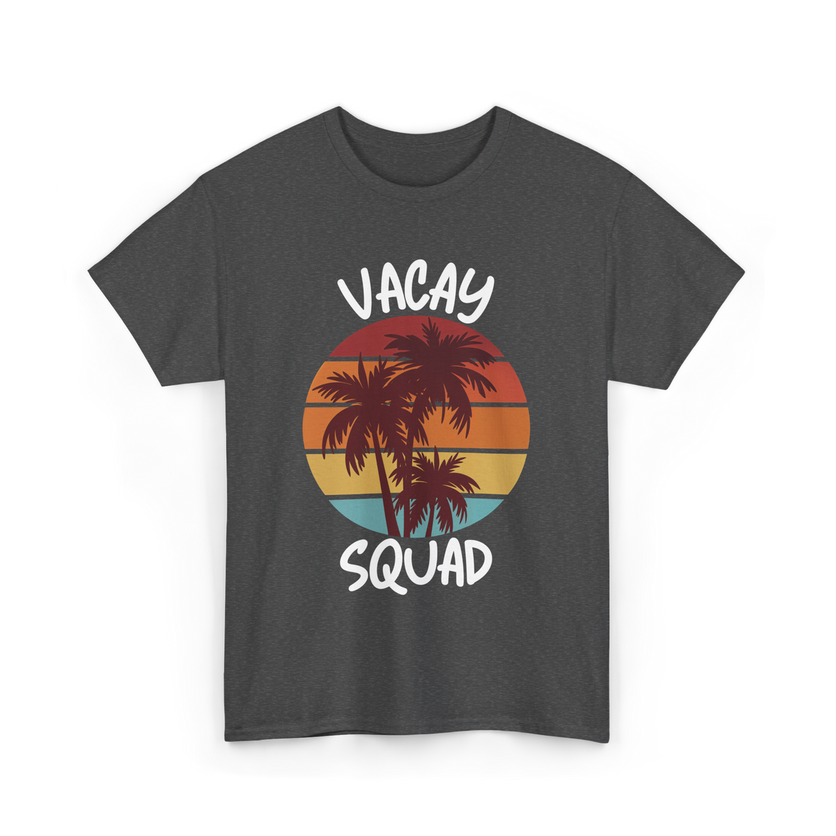 Vacay Squad Travel Palm Trees T-Shirt - Dark Heather