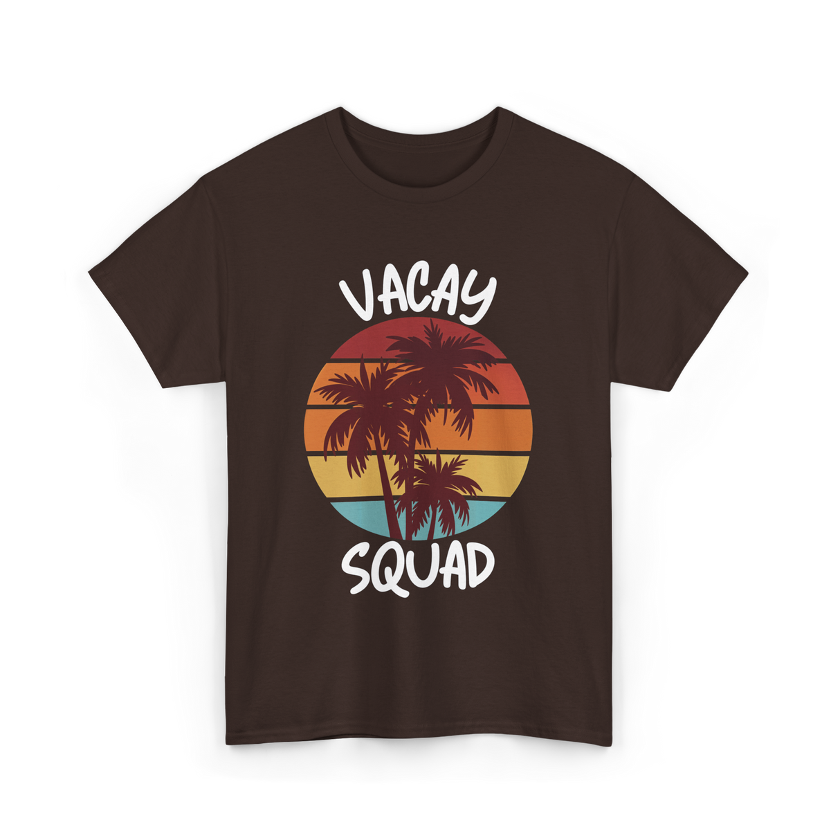 Vacay Squad Travel Palm Trees T-Shirt - Dark Chocolate