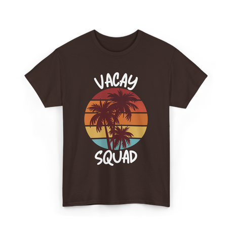 Vacay Squad Travel Palm Trees T-Shirt - Dark Chocolate