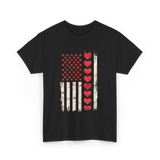 Valentine's Day Hearts Flag T-Shirt - Black