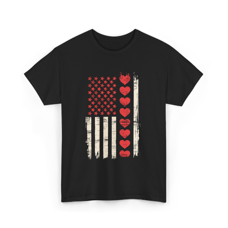 Valentine's Day Hearts Flag T-Shirt - Black